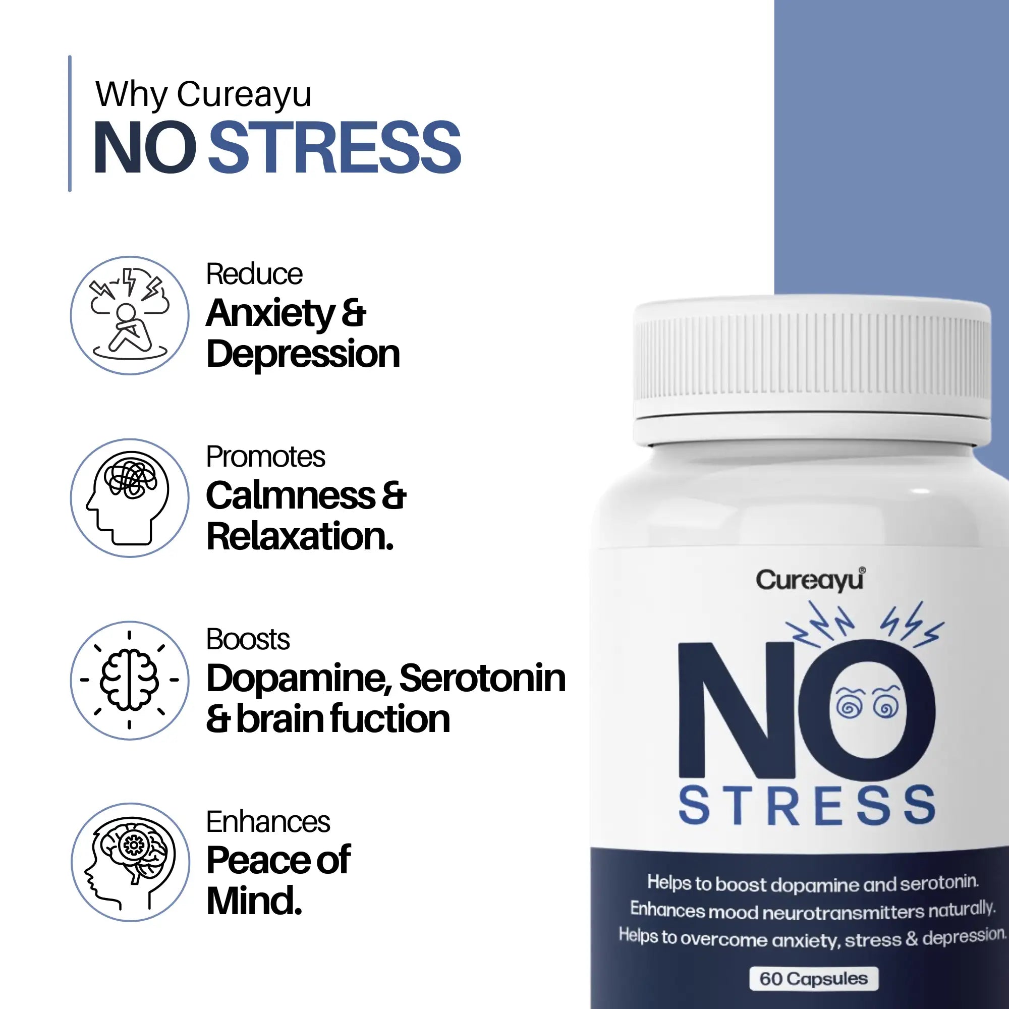 No Stress Capsules | Stress Relief Supplement | Improves Brain Function | Reduces Anxiety and Depression