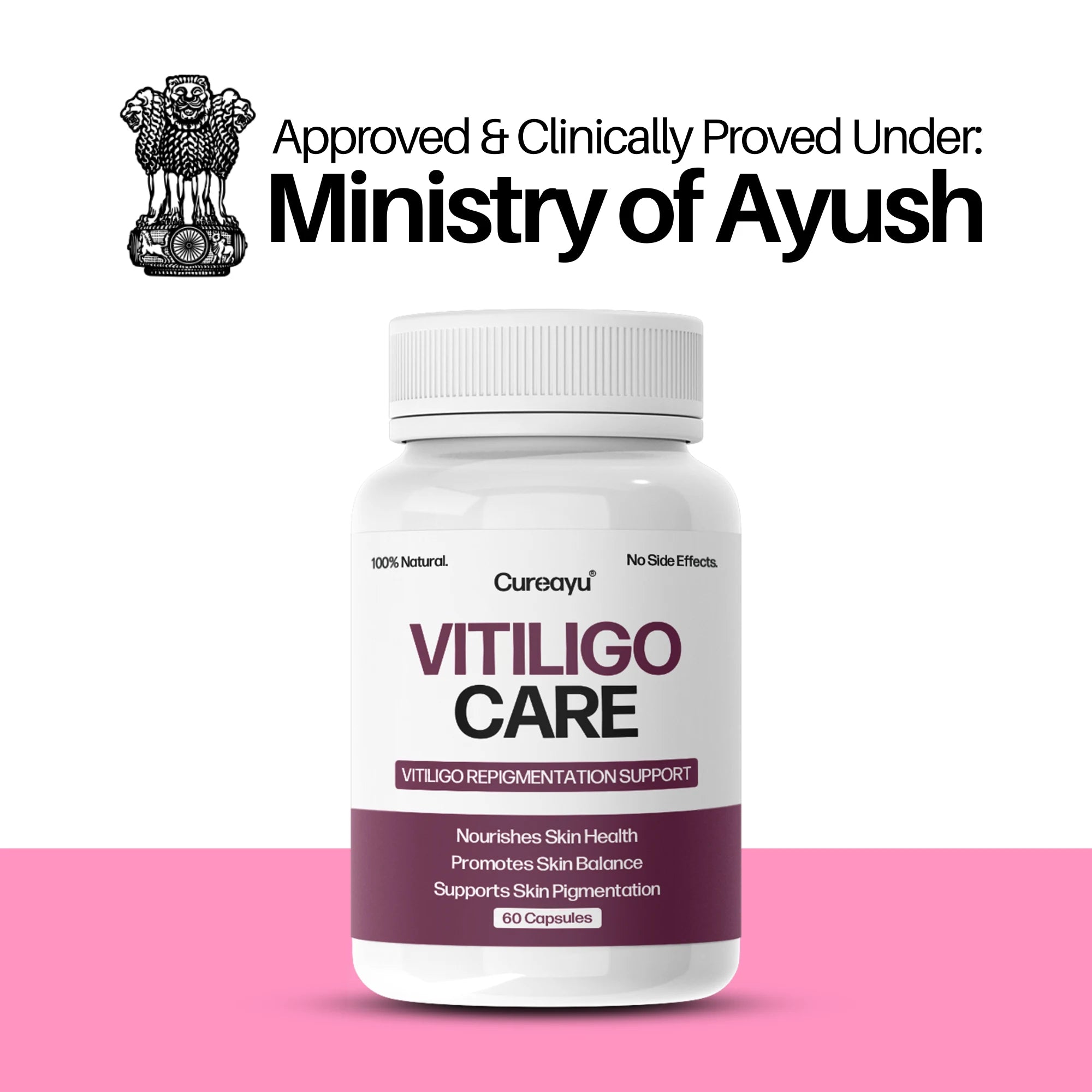 Cureayu Vitiligo Care Capsules | Ayurvedic Support for Skin Pigmentation & White Patches