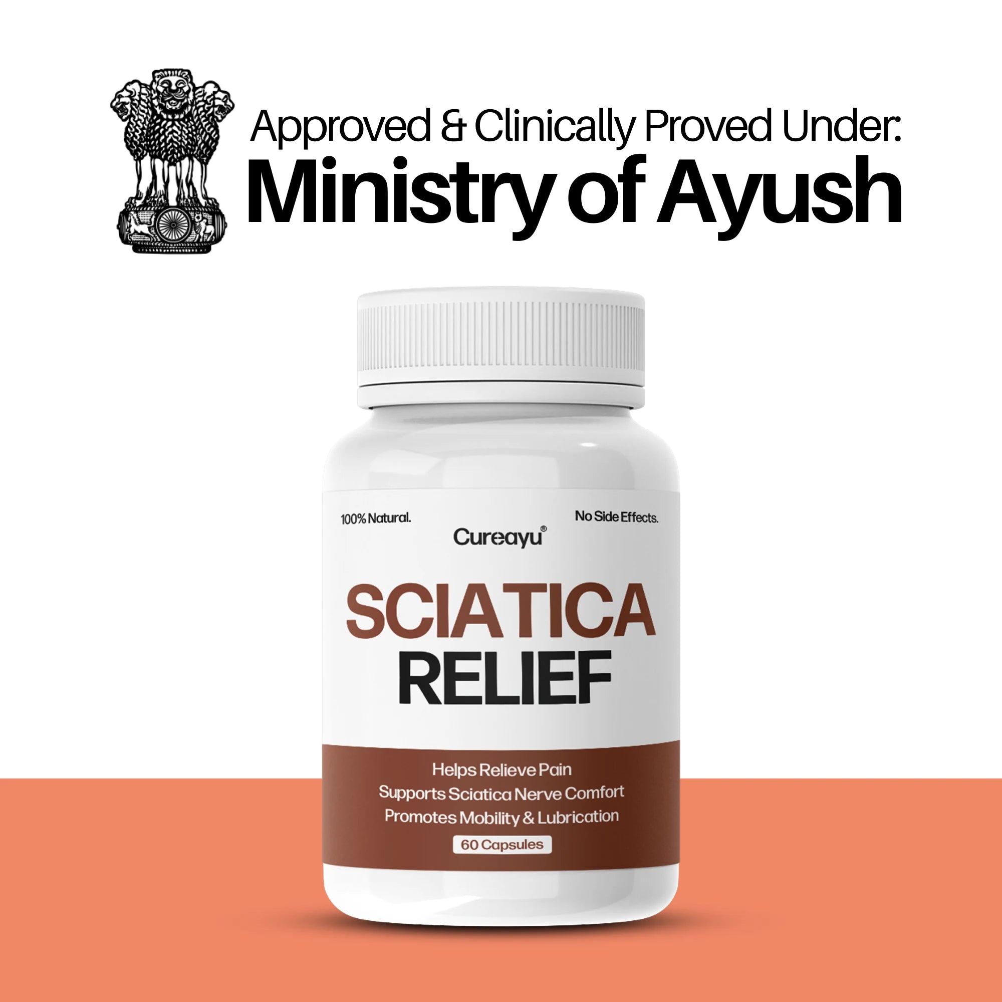 Cureayu Sciatica Relief Capsules | Ayurvedic Support for Sciatic Nerve Comfort & Pain