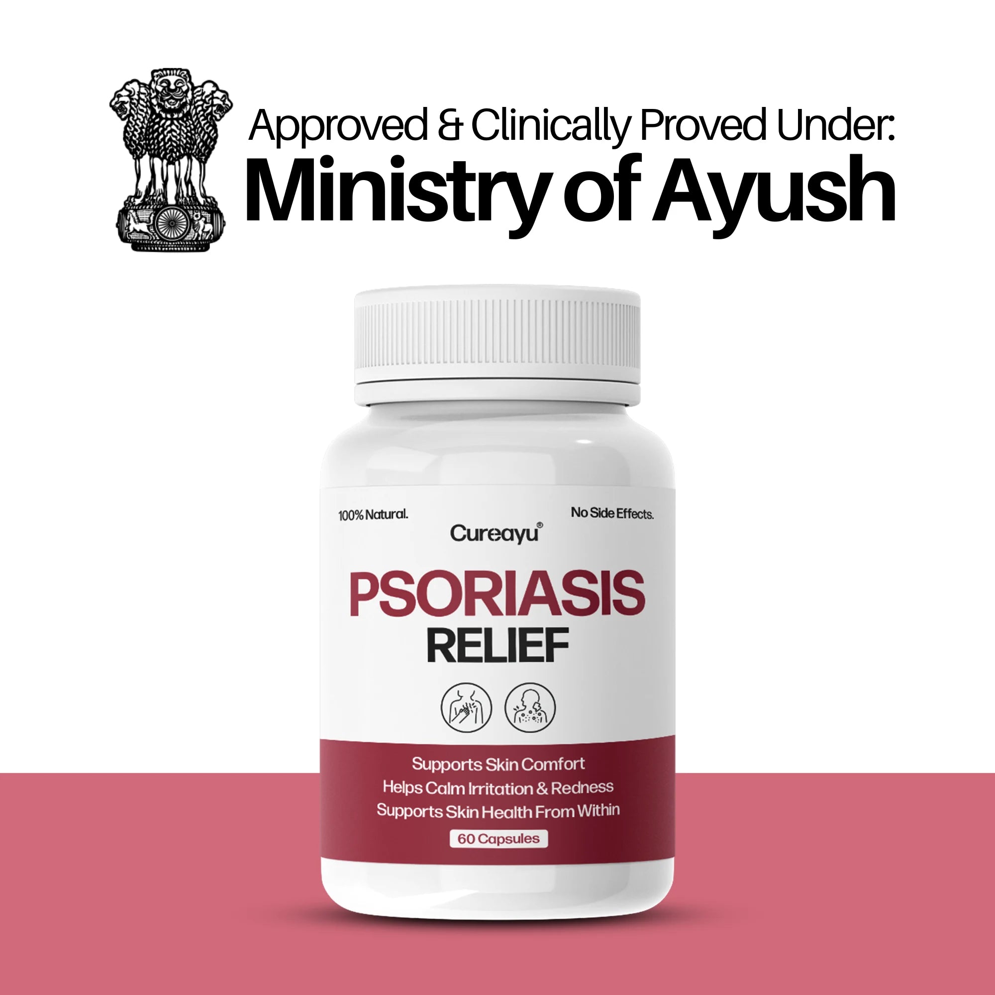 Cureayu Psoriasis Relief Capsules | Ayurvedic Medicine for Skin Health Management | For Skin Comfort, Calmness & Healthy Skin Balance