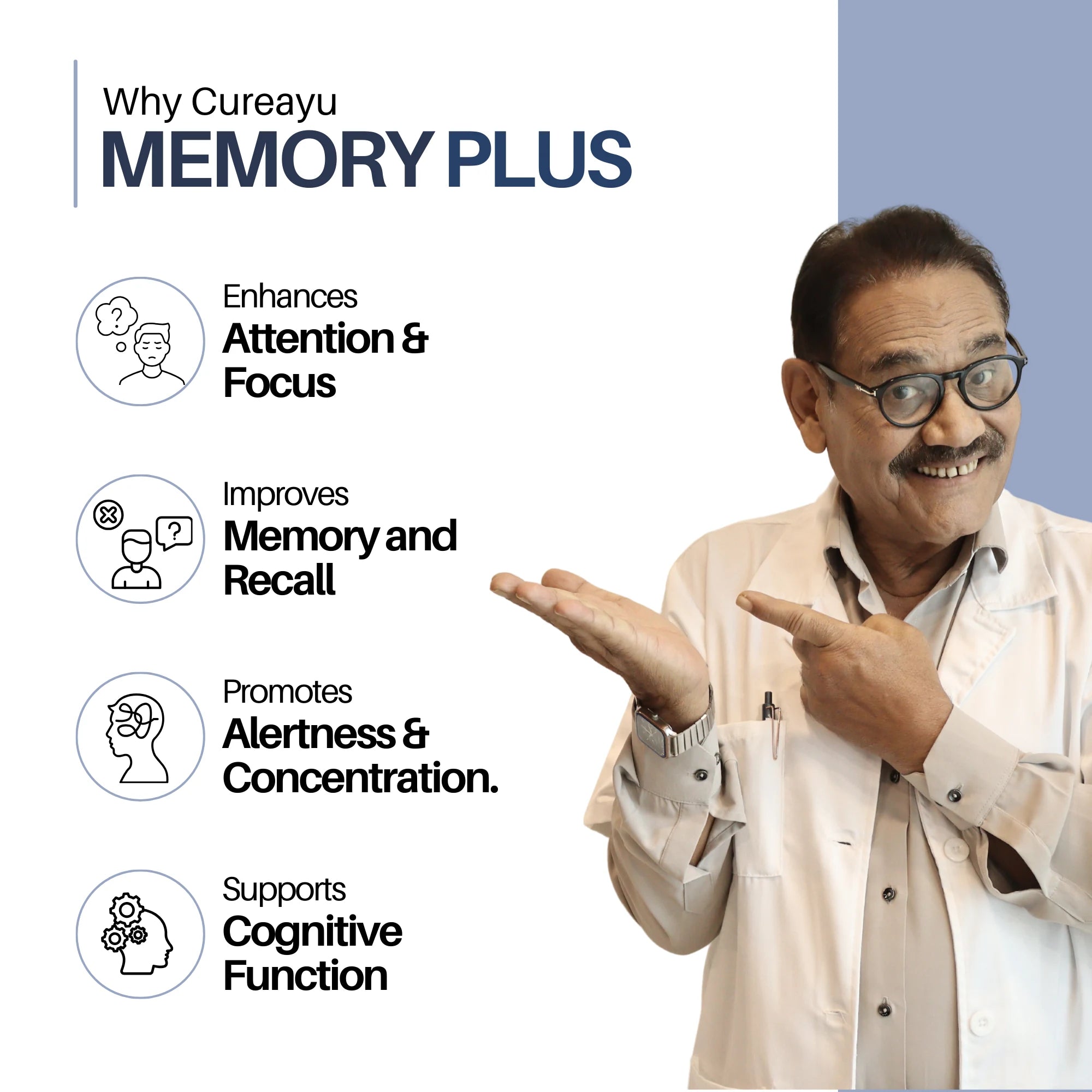 Memory Plus Capsules | Improves Mental Health, Memory, Concentration, Calmness & Learning Abilities