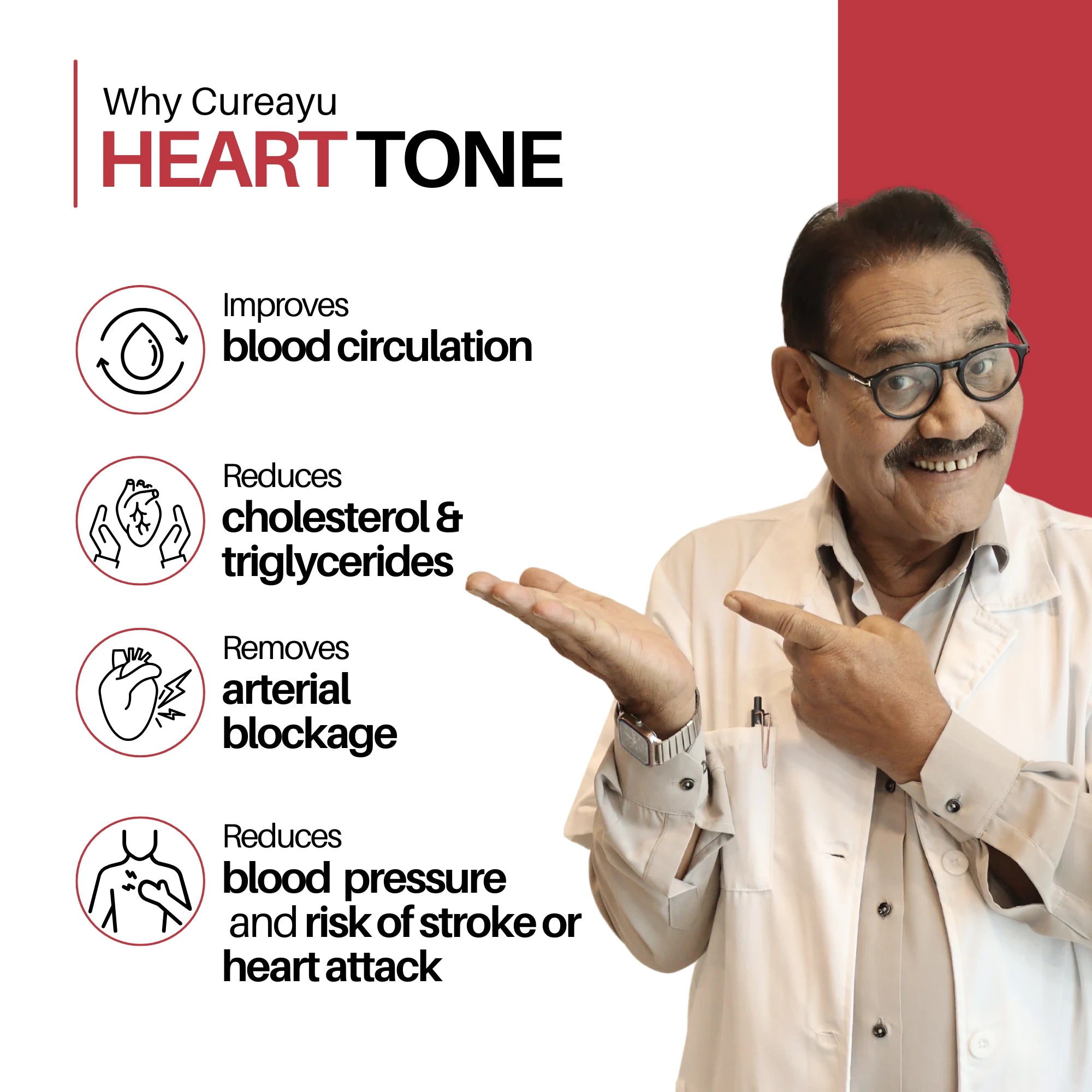 Cureayu Heart Tone™ Capsules | Heart Health Supplements | Reduces Cholesterol & Triglycerides