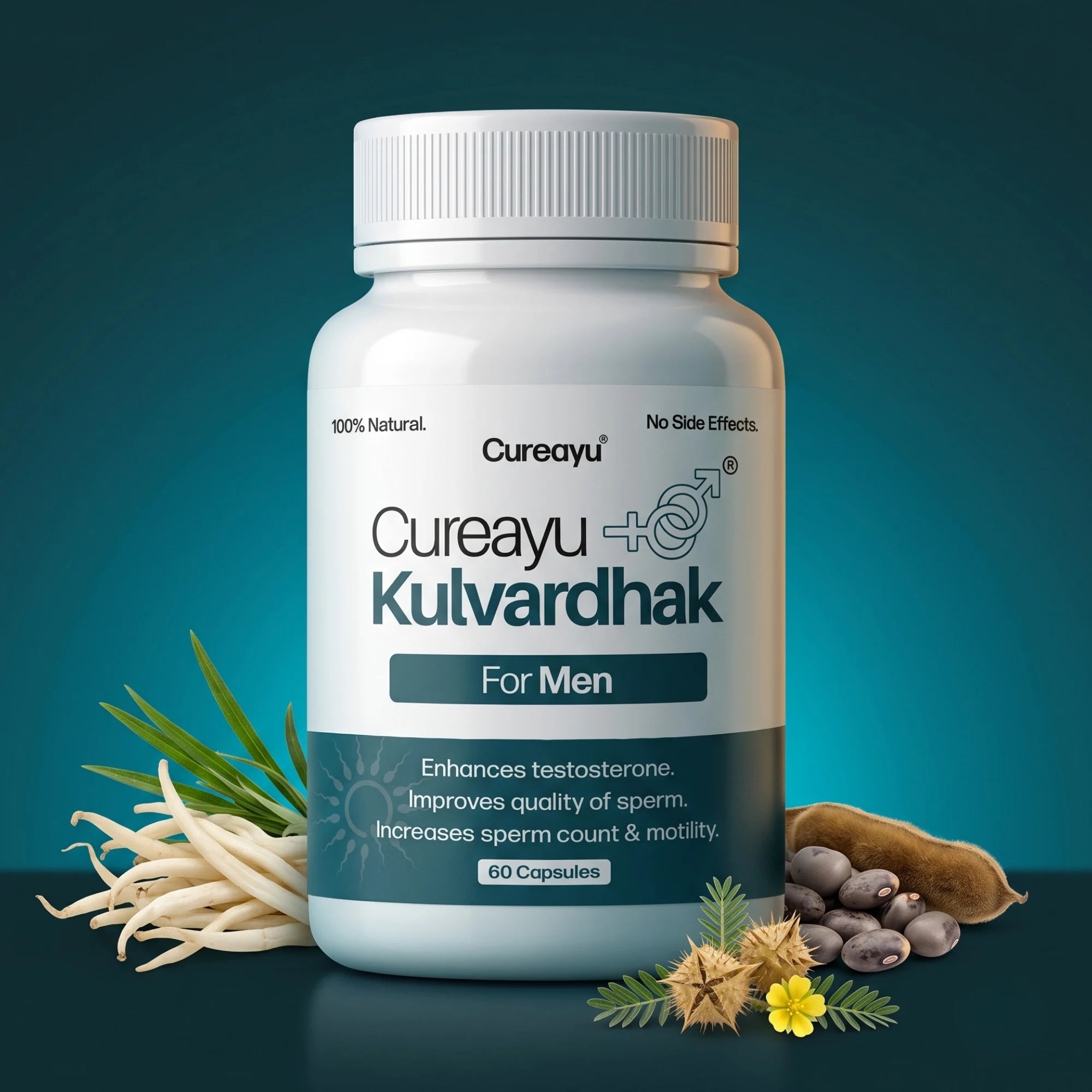 Cureayu Kulvardhak® for Men | Powerful Male Fertility Supplements to Improve Sperm Quality, Motility & Count