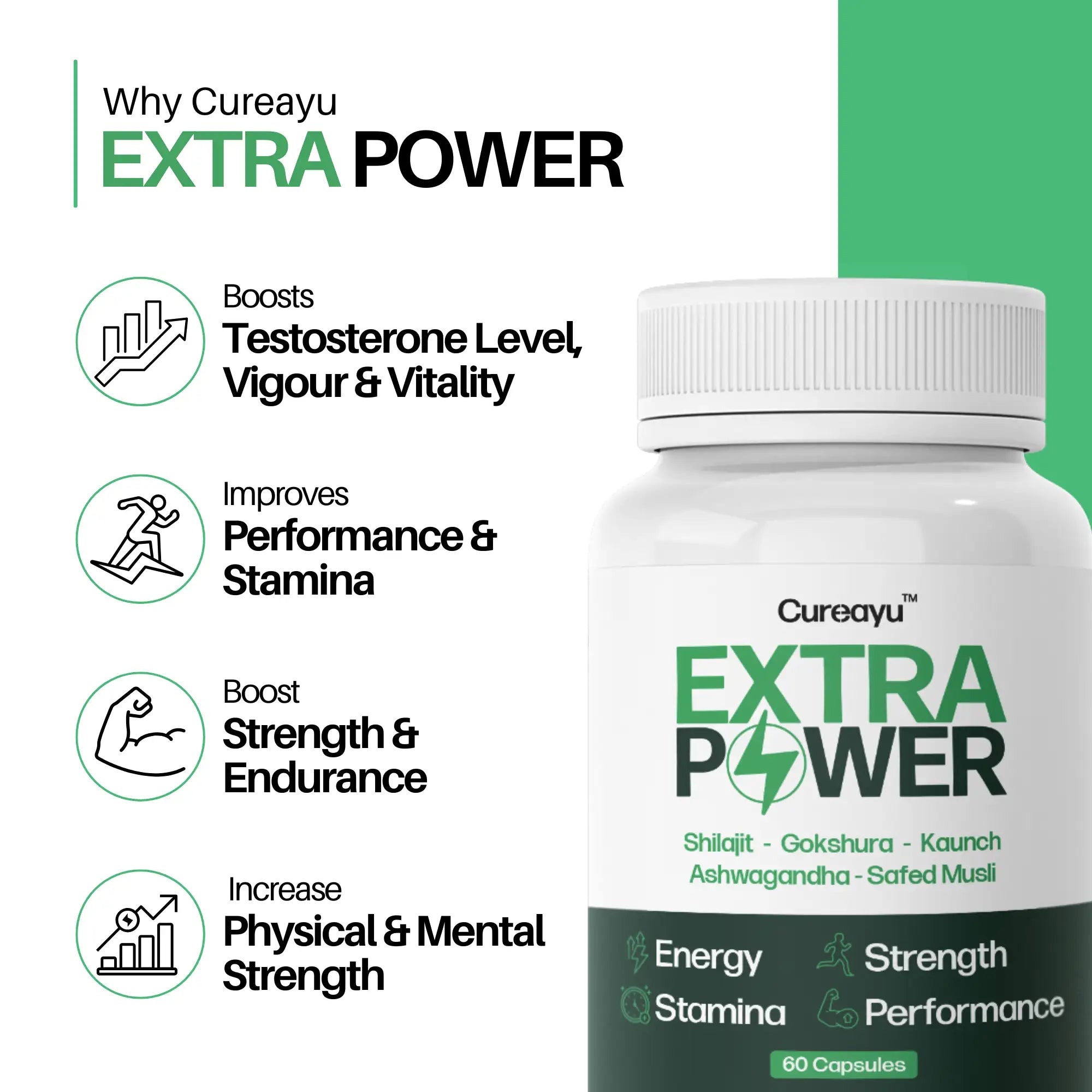 Extra Power Capsule For Men | Boost Testosterone, Vitality And Vigour | Improves Stamina, & Performance