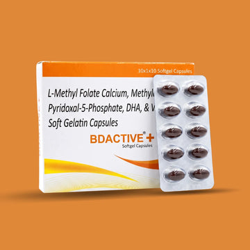 BD ACTIVE+® | Vitamin B12, D3, DHA & Folate Capsules | For Nerve & Bone Health