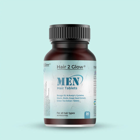 Hair2Glow® Men Hair Tablets | Supports Hair Strength, Shine & Growth