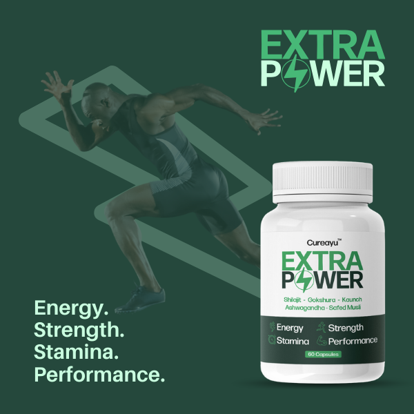 Cureayu Extra Power | Stamina Booster Capsules | For Long Lasting Performance | enhance vigor and vitality | testosterone booster capsules