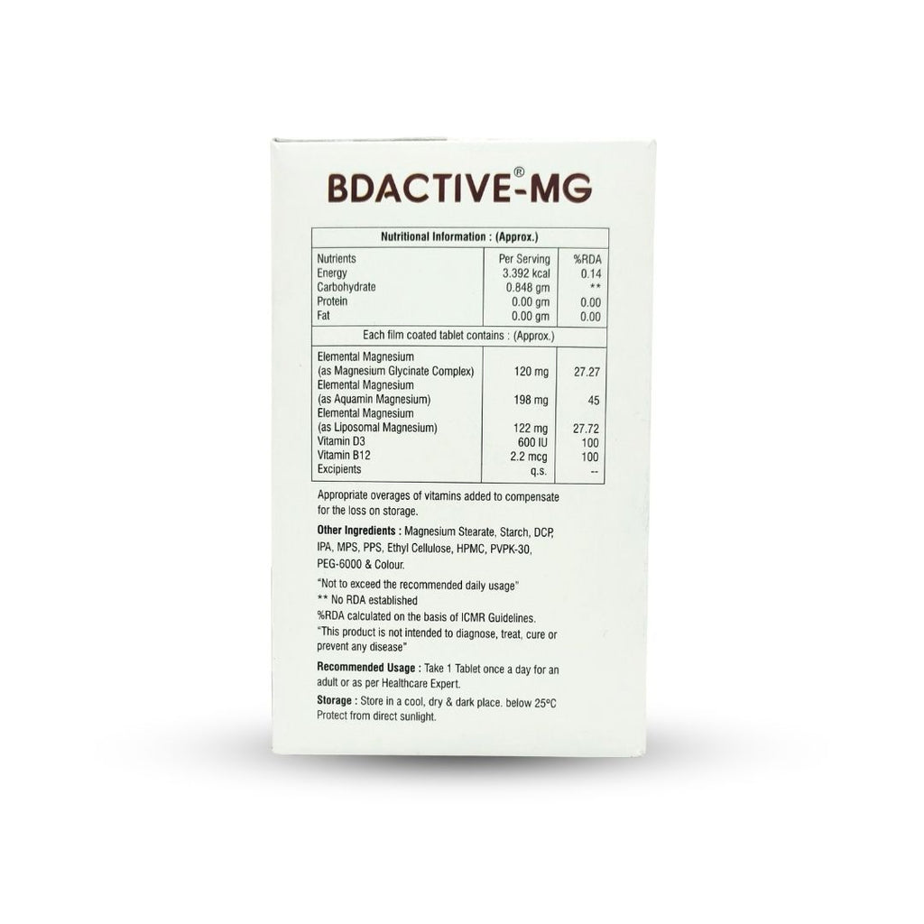BD Active®- MG | Magnesium & Vitamins Tablets | For Bone & Muscle Health
