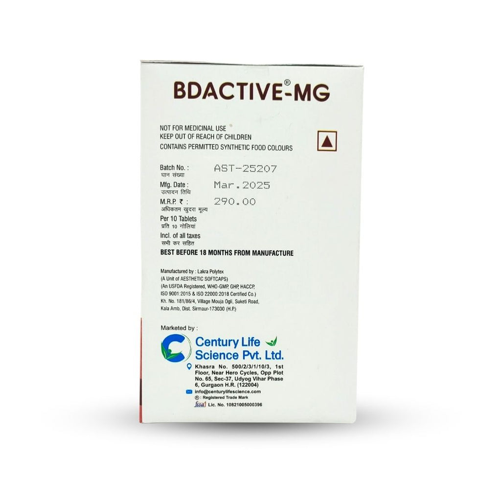 BD Active®- MG | Magnesium & Vitamins Tablets | For Bone & Muscle Health