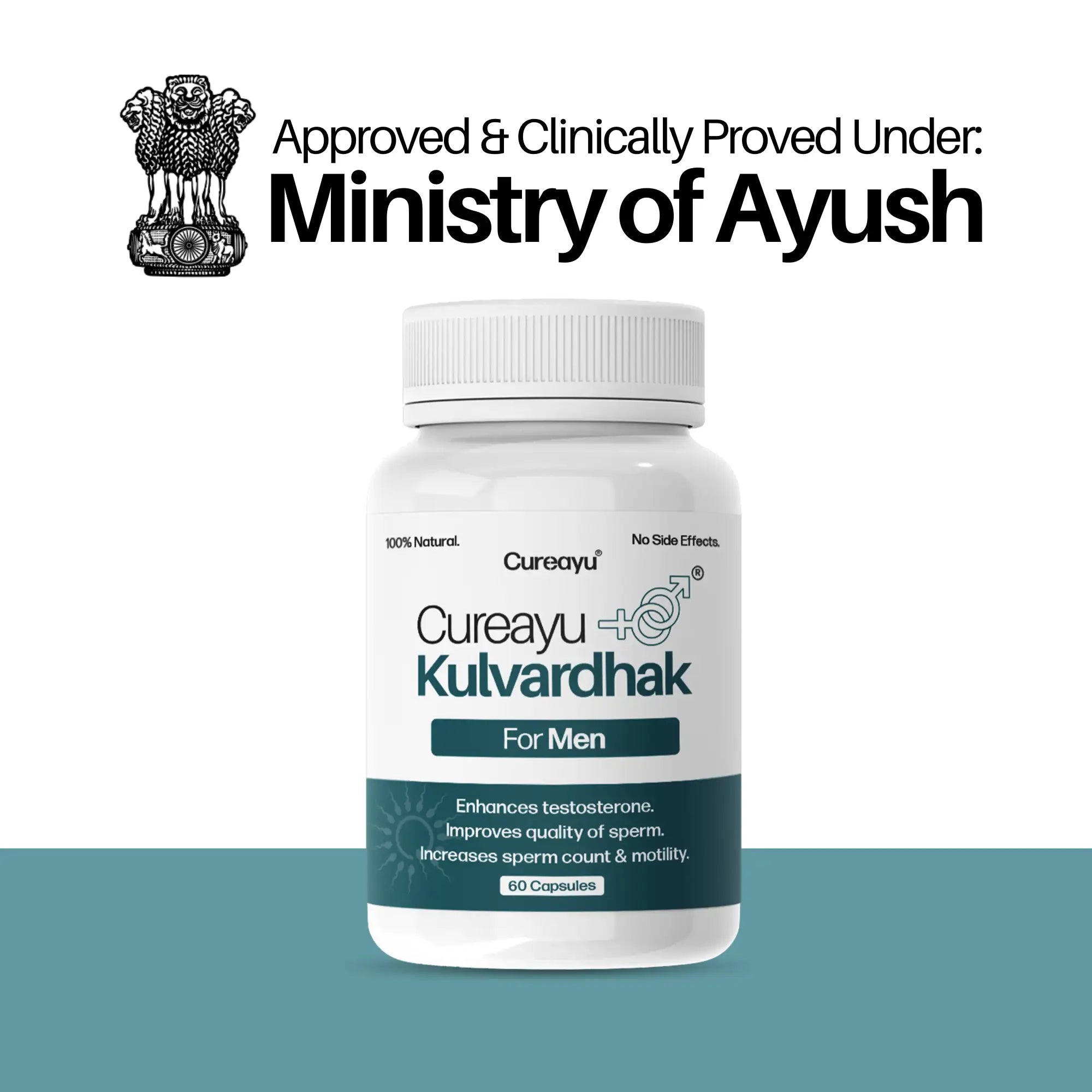 Cureayu Kulvardhak® for Men | Powerful Male Fertility Supplements to Improve Sperm Quality, Motility & Count