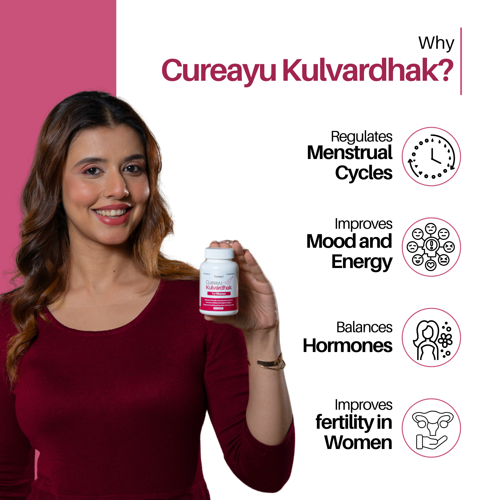 Cureayu Kulvardhak® for Women | Fertility Supplements to Support Hormonal Balance & Reproductive Health