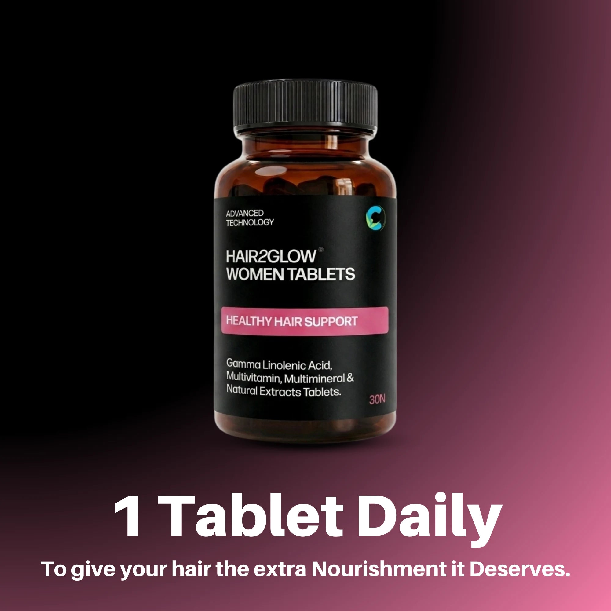 Hair2Glow® Women Hair Tablets | Hair Supplement for Women | Supports Hair Strength & Growth