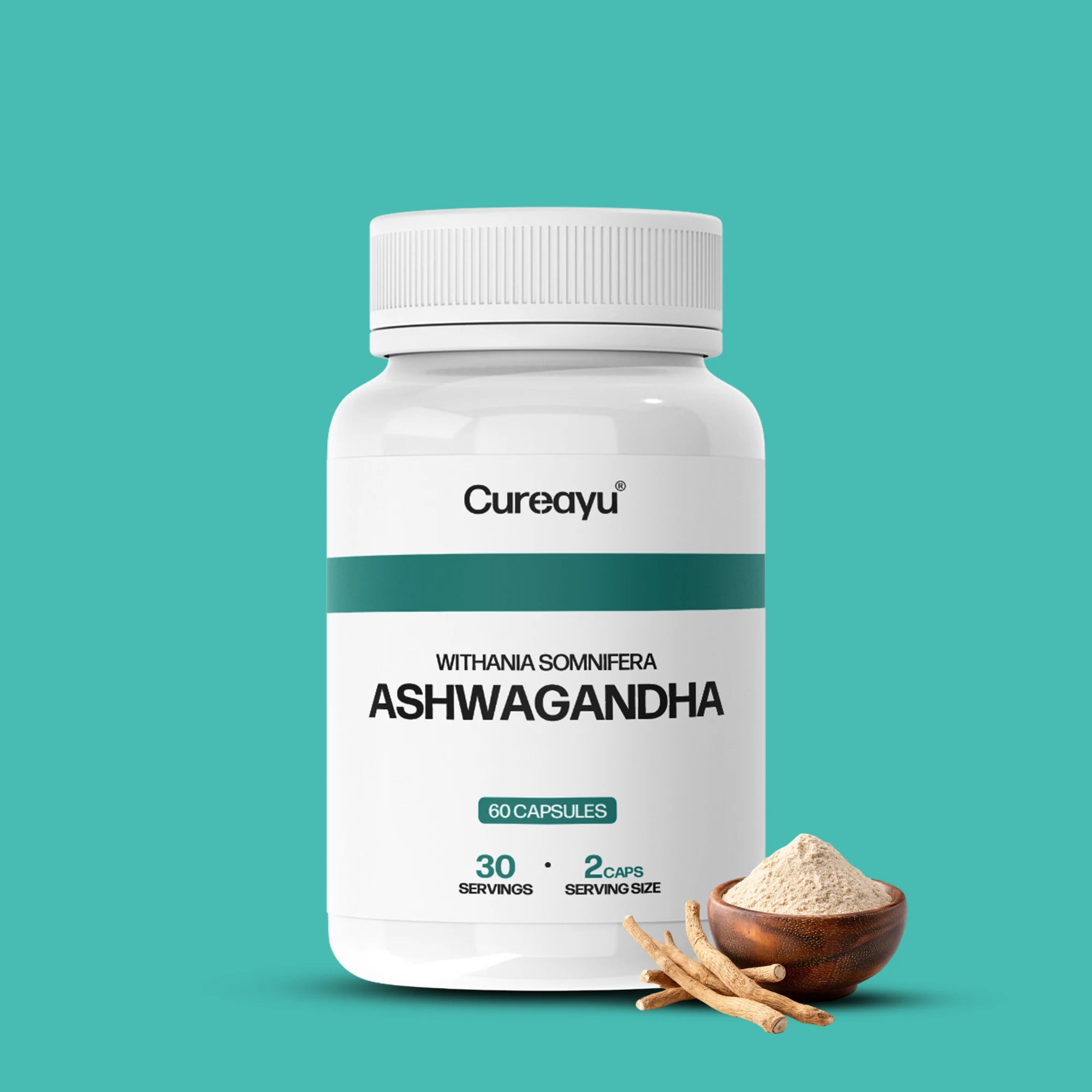 Cureayu Ashwagandha Capsules | Ayurvedic Support for Stress Relief, Strength & Immunity