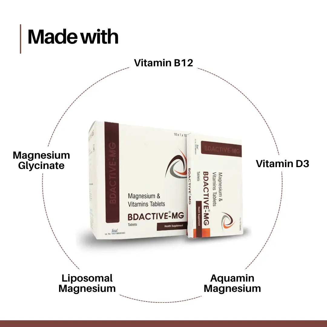 BD Active®- MG | Magnesium & Vitamins Tablets | For Bone & Muscle Health