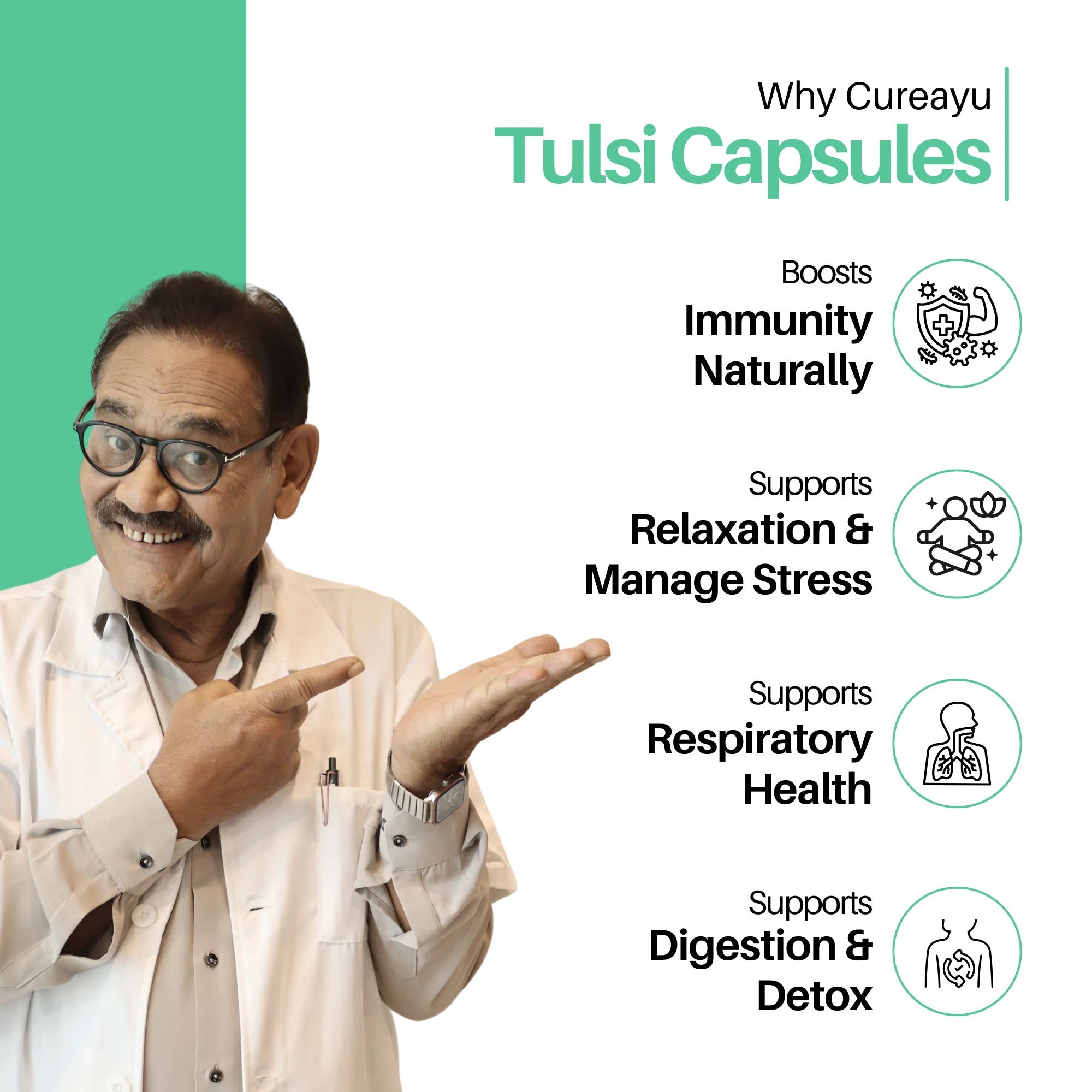 Tulsi Capsules | Ayurvedic Immunity &amp; Wellness Support | Reduces Stress
