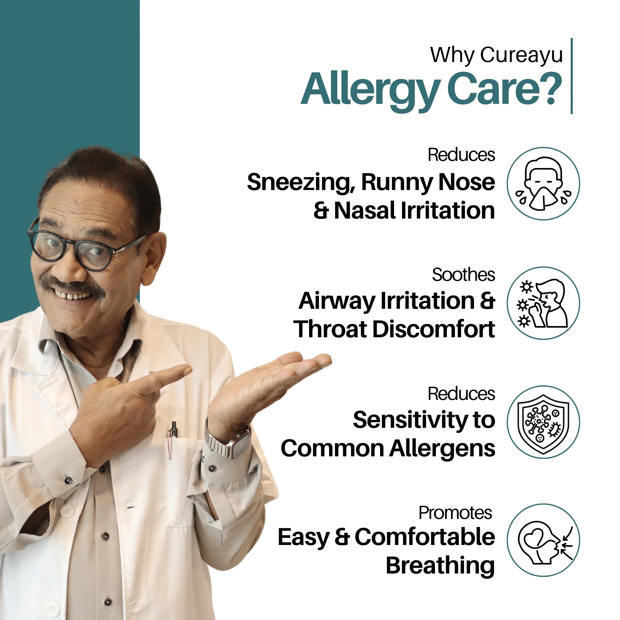 Cureayu Allergy Care Capsules | Ayurvedic Respiratory & Allergy Support | For Easy Breathing