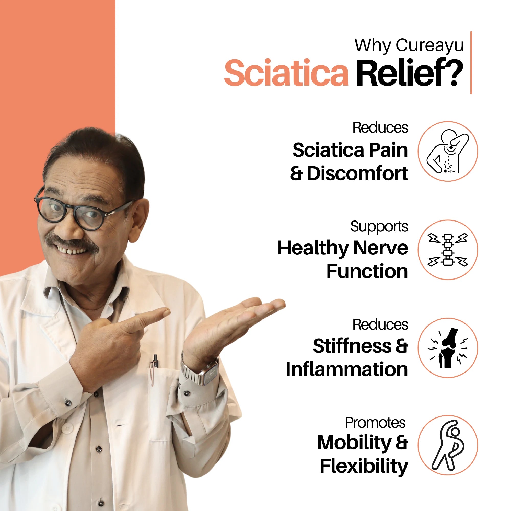 Cureayu Sciatica Relief Capsules | Ayurvedic Support for Sciatic Nerve Comfort & Pain