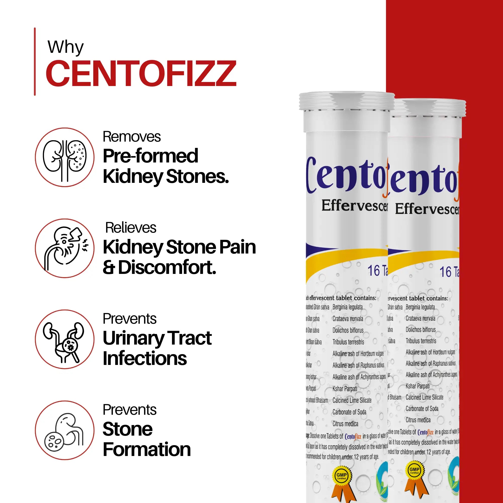 Centofizz® Effervescent Tablet | Pathri Tablet | Removes Kidney Stones, Pain & Discomfort